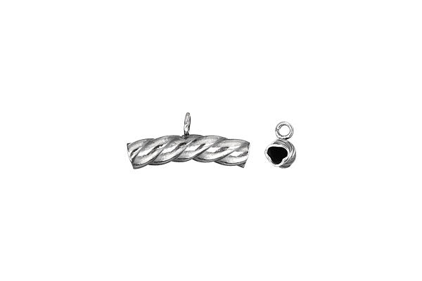 Sterling Silver Oxidized Curved Tube w/Ring, 3.5x15.0mm