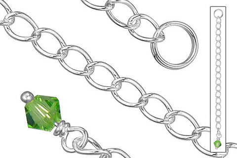Sterling Silver 2.50" Extender w/4.0mm Peridot Bicone