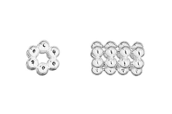 Sterling Silver Hexagon Quad Daisy Spacer, 4.0x6.0mm