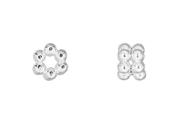 Sterling Silver Hexagon Double Daisy Spacer, 4.0x3.0mm
