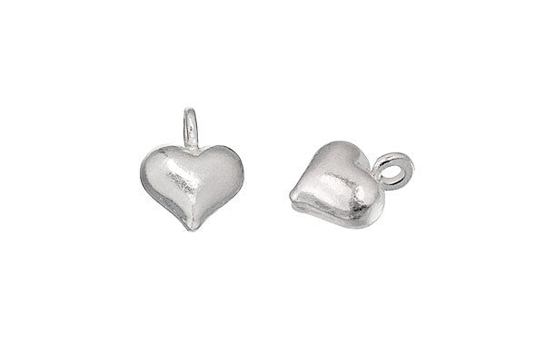 Hill Tribe Silver Puffy Heart Pendant Charm, 10.0x8.0mm