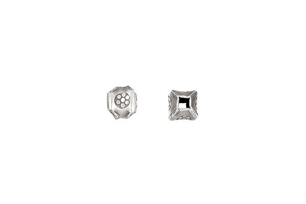Hill Tribe Silver Printed Pinched Bead Spacer, 6.0x6.0mm