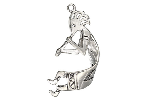 Sterling Silver Kokopeli Curled Religious Charm, 16.0x35.0mm