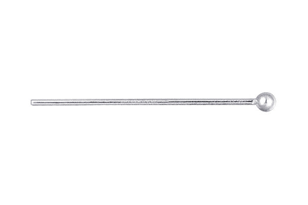 Sterling Silver 24-Gauge Head Pin w/Ball End, 0.5"