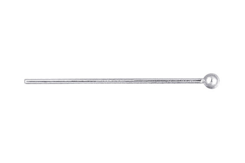 Sterling Silver 24-Gauge Head Pin w/Ball End, 0.5"