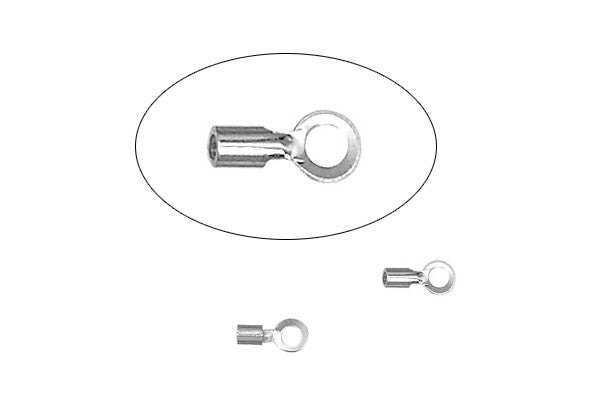 Sterling Silver Crimp Endcap w/Ring, 0.9mm