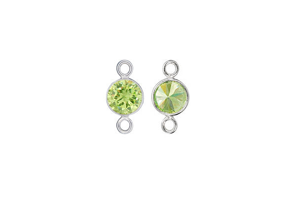 Sterling Silver Lime CZ Connector, 6.0mm