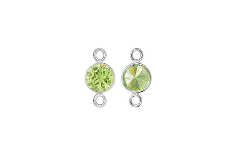 Sterling Silver Lime CZ Connector, 6.0mm