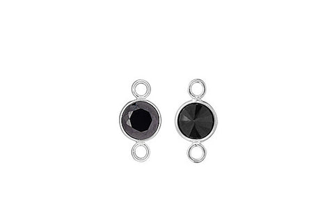 Sterling Silver Black CZ Connector, 4.0mm
