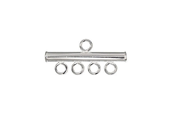 Sterling Silver 4-Strand Connector, 3.0x25.0mm