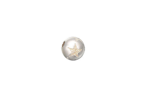 Sterling Silver Round Stardust Star Bead, 8.0mm