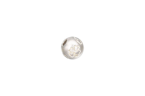 Sterling Silver Round Stardust Clover Bead, 8.0mm