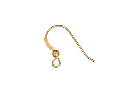 Gold-Filled Flat Ear Wire w/2.0mm Bead, 20.0mm