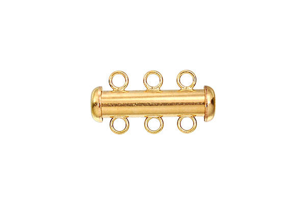 Gold-Filled 3-Strand Tube Clasp, 4.3x20.0mm