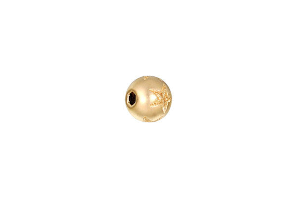 Gold-Filled Round Stardust Star Bead, 8.0mm