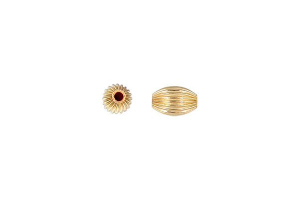 Gold-Filled Oval Corrugated Bead, 5.25x7.0mm