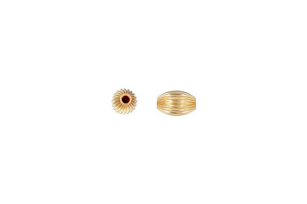 Gold-Filled Oval Corrugated Bead, 4.0x6.0mm