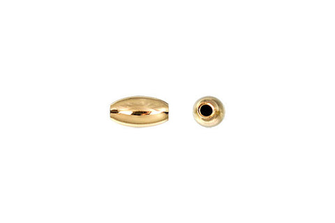 Gold-Filled Oval Bead, 4.75x9.0mm