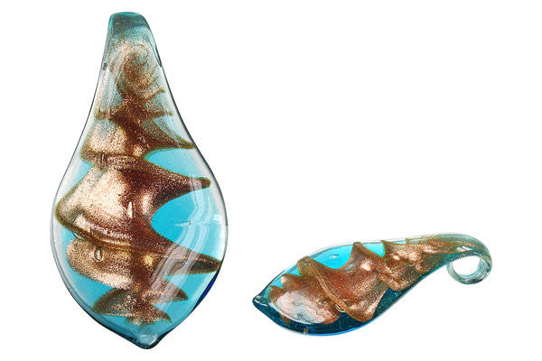Pendant Murano Foil Glass Smooth Leaf (XDB04)