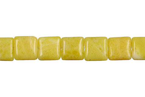 Lemon Jade Flat Square Beads