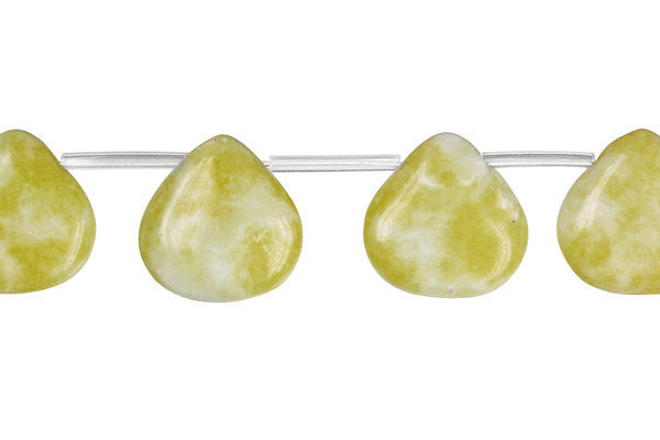 Lemon Jade Flat Heart Briolette Beads