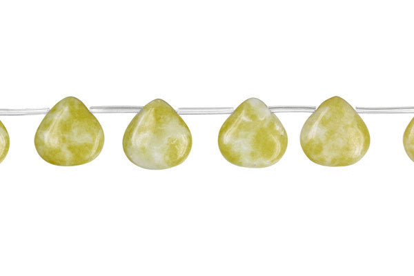 Lemon Jade Flat Heart Briolette Beads