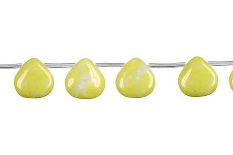 Lemon Jade Flat Heart Briolette (A) Beads