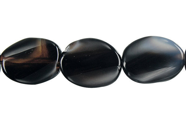 Opalite Onyx Twisted Flat Oval Beads