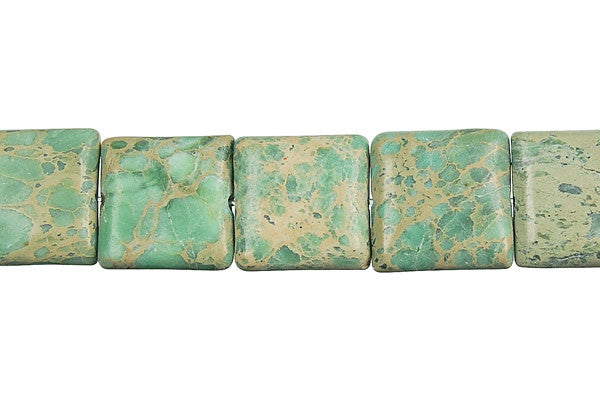 Aqua Terra Jasper (Turquoise) Flat Square Beads