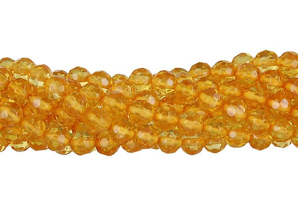 Amber Faceted Round (Light) Beads