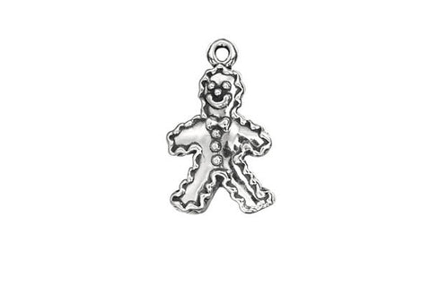 Sterling Silver Gingerbread Man Charm, 18.0x12.0mm