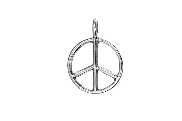 Sterling Silver Peace Sign Charm, 16.0x16.0mm