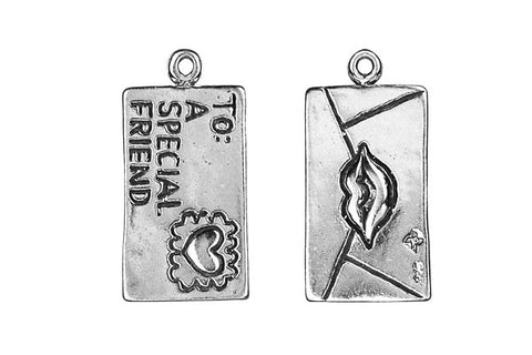 Sterling Silver Lover Letter Charm, 24.0x12.0mm