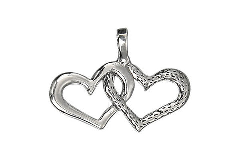 Sterling Silver Hearts Linked Charm, 16.0x30.0mm