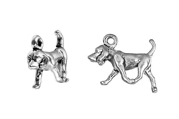 Sterling Silver Foxhound Charm, 10.0x14.0mm
