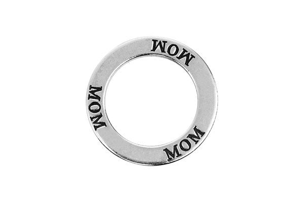 Sterling Silver Mom Affirmation Band Charm, 22.0mm
