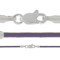 Leather Necklace, Violet w/Sterling Silver Endcaps