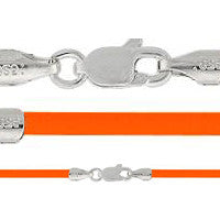 Rubber Necklace, Papaya w/Sterling Silver Endcaps