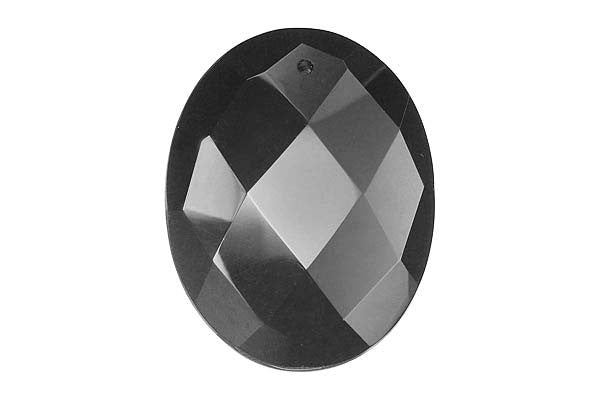 Pendant Black Onyx Faceted Flat Oval