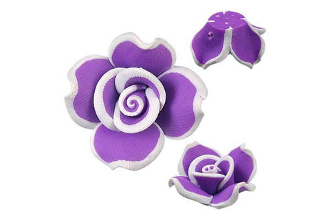 Pendant Poly Clay Flower (Purple 406)