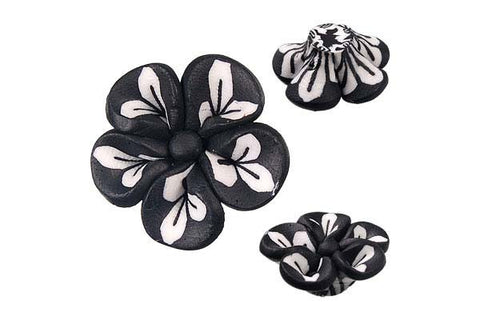 Pendant Poly Clay Flower (Black 106)