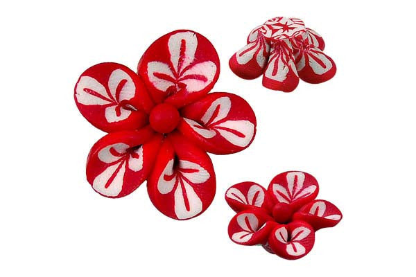 Pendant Poly Clay Flower (Red 106)