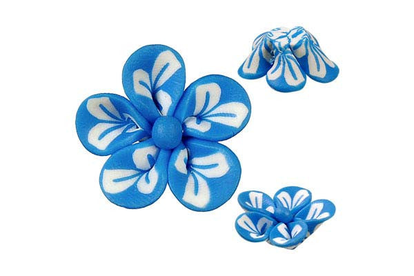 Pendant Poly Clay Flower (Blue 106)