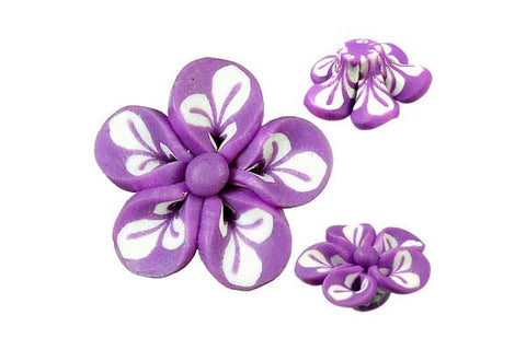 Pendant Poly Clay Flower (Purple 106)