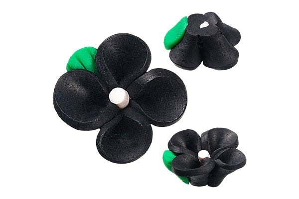 Pendant Poly Clay Flower (Black 107)