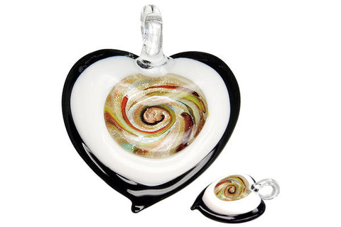 Pendant Murano Foil Glass Heart Eye (XD06)