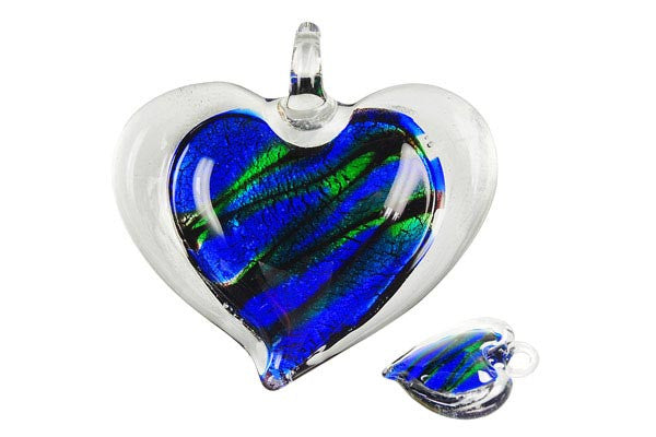 Pendant Murano Foil Glass Heart Style E (XD06)