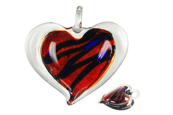 Pendant Murano Foil Glass Heart Style E (XD04)
