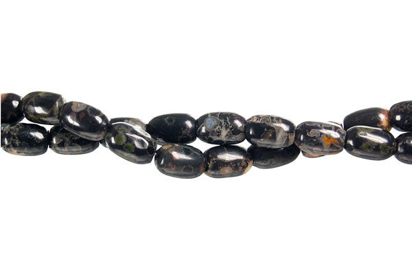 Black Leopardskin Jasper Drum Beads
