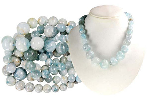 Aquamarine Graduated Round Beads